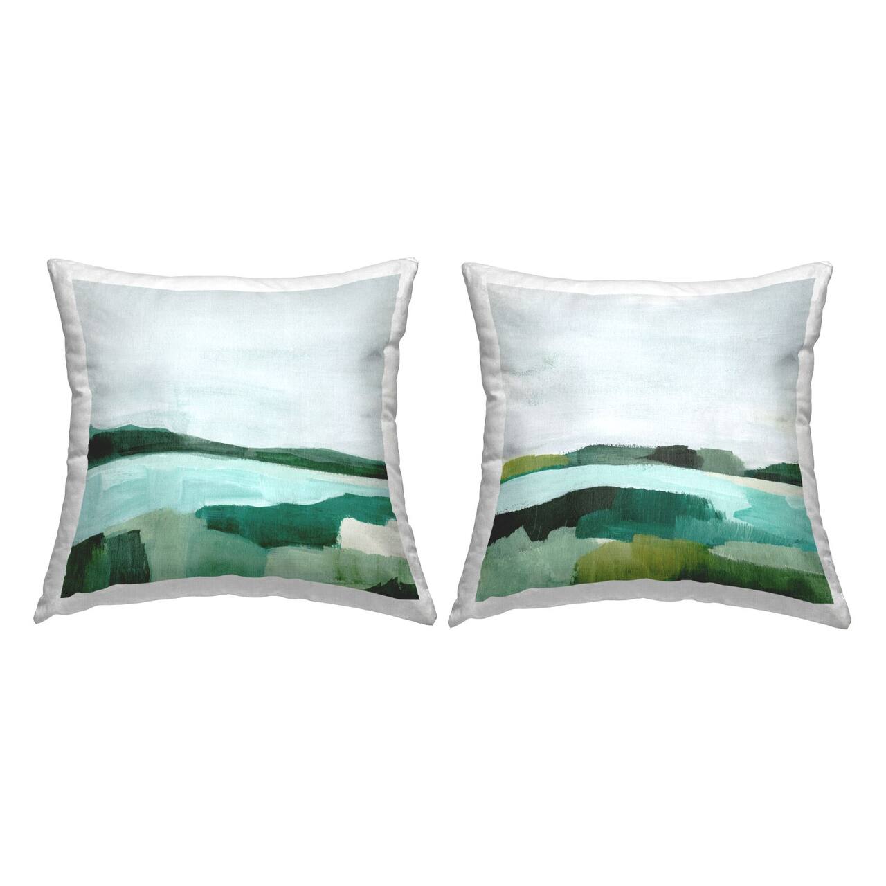 Stupell Industries Abstract Country River Flowing Through Grassland 2 Pillow Set, 18" x 18"